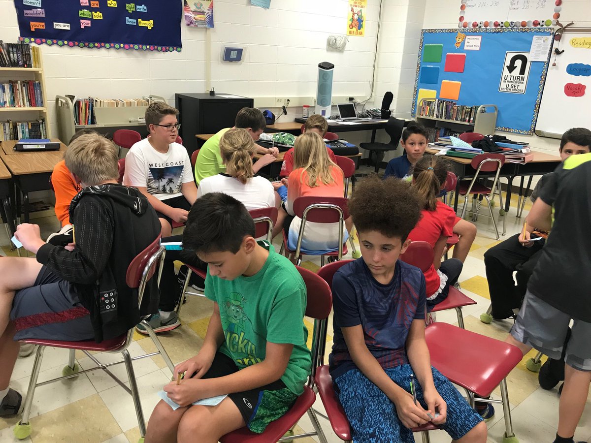 #tigerstrong Students in 6th grade compare and share their lists of transition words before categorizing them.