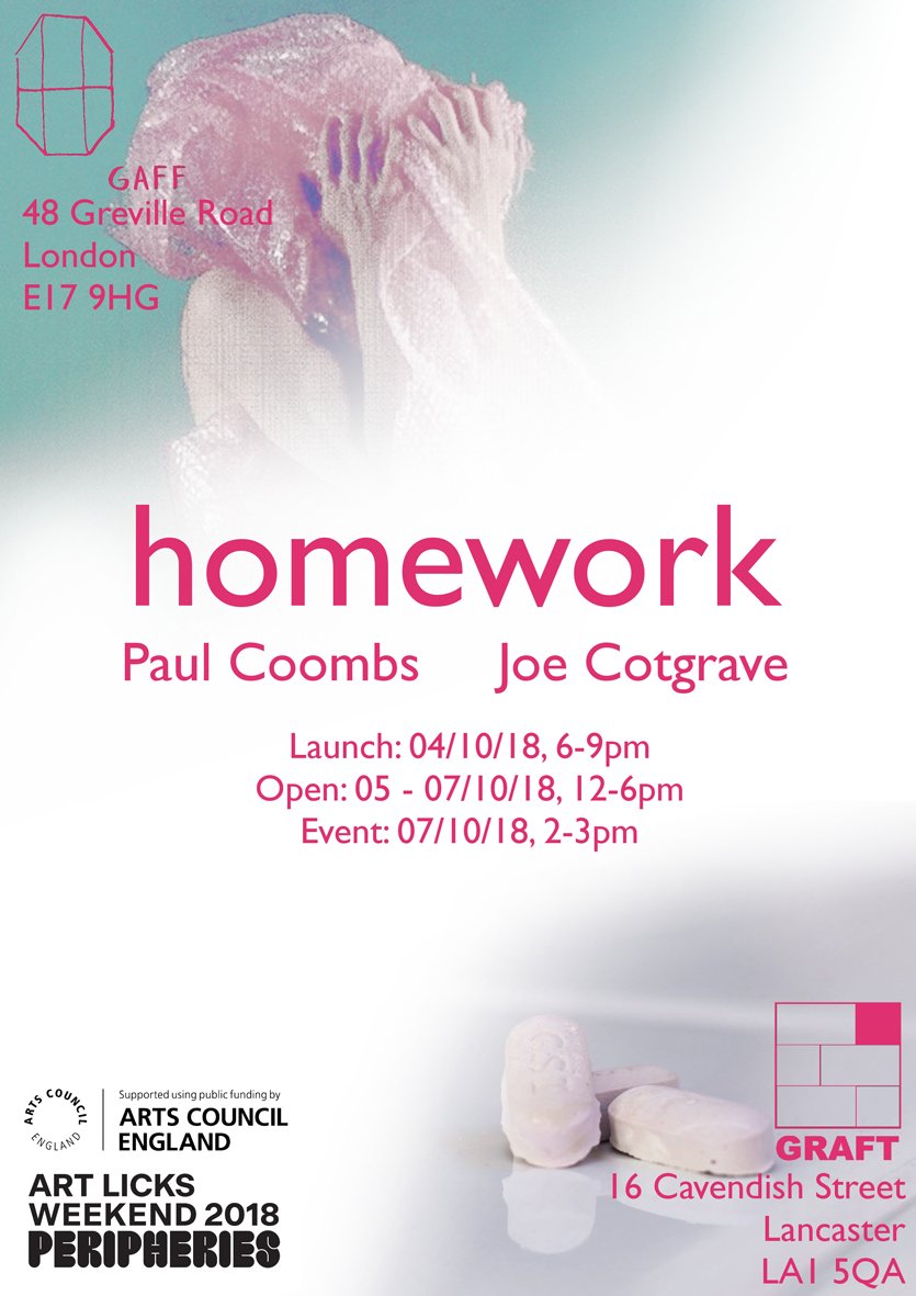 gaffspace's tweet photo. Let us know you are coming to #Homework! PV 4 October, 6-9pm, open 5-7 October 12-6pm, Special event Sunday 7 October 2-3pm! #collaborative #exhibition with @gaffspace #Artlicksweekend @artlicks 
https://t.co/vGuYJZDap7 https://t.co/to3YO5fUcc