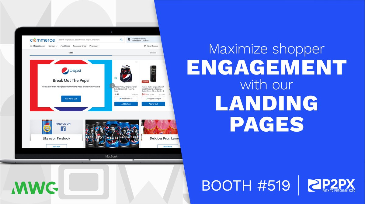 MyWebGrocer's tweet photo. Want to maximize shopper engagement? Our Landing Pages feature rich brand content, including coupon &amp; circular carousels, shoppable recipes, promotion wells and videos. See us in booth 519 at the Path to Purchase Expo in Minneapolis from October 2-4! https://t.co/GGopAjbhAy https://t.co/1FhUctDPVH