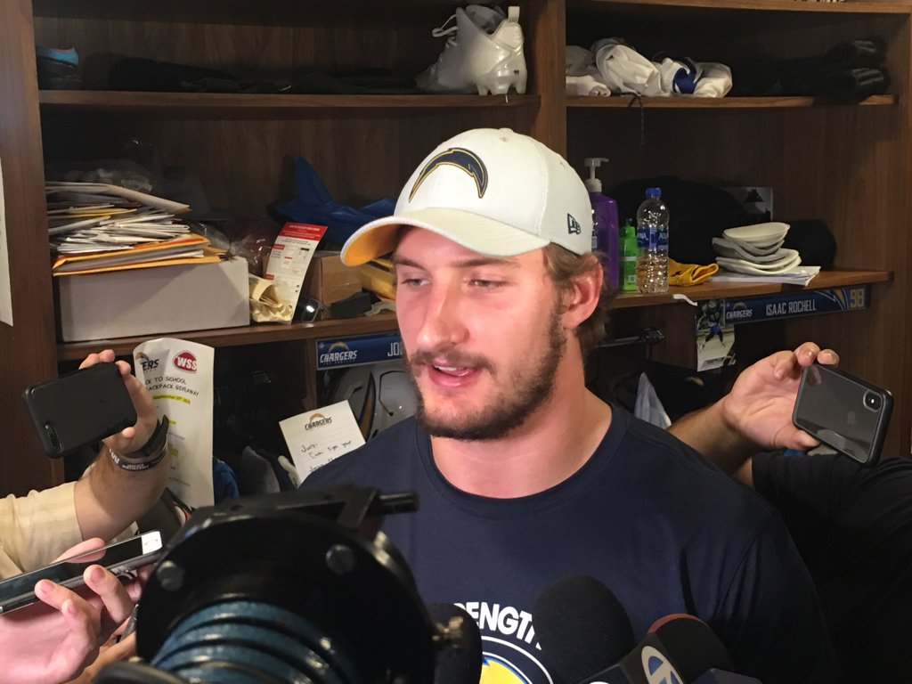edubnfl22's tweet photo. Chargers DE Joey Bosa told reporters on Wednesday that he likely will be out at least until his team's bye week, which is Week 8. Bosa got his cast off this week and is in a protective boot. Bosa still has instability in the tendon of his bruised left... https://t.co/UiSLsJCBJ3