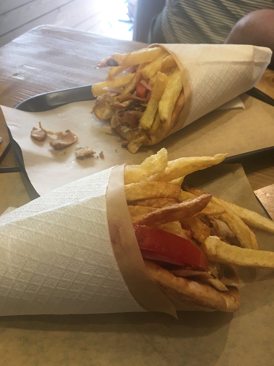 soosydee's tweet photo. So today I’ve had both #pitagyro and #chickensouvlaki yum. With enough tzatziki to ward off every vampire this side of #Transylvania lol I do love #Greek food ❤️ https://t.co/2ZpkSyo00k