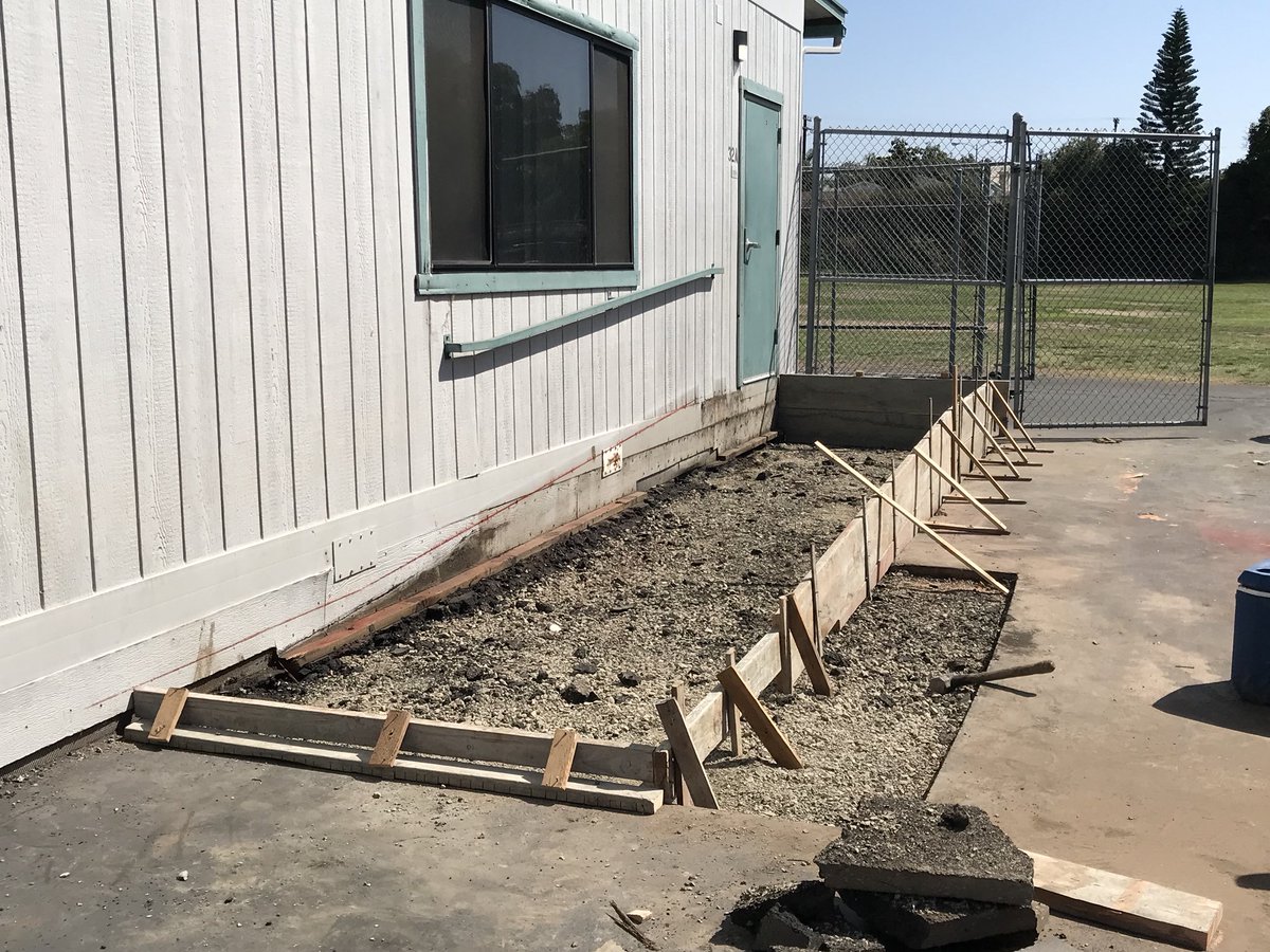 SC_NSD's tweet photo. Olivewood: Contractor installing new concrete ramps to four modular classrooms. #NSDnow https://t.co/vm1GnL7NCC