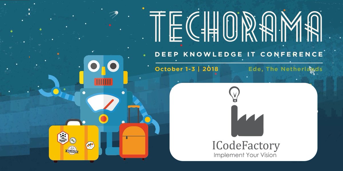 ICodeFactory's tweet photo. We are ready for @TechoramaNL! Are you? See you there on October 2-3 in Ede. #Techorama #TechoramaNL #ICodeFactory https://t.co/Us1ab2fkmn