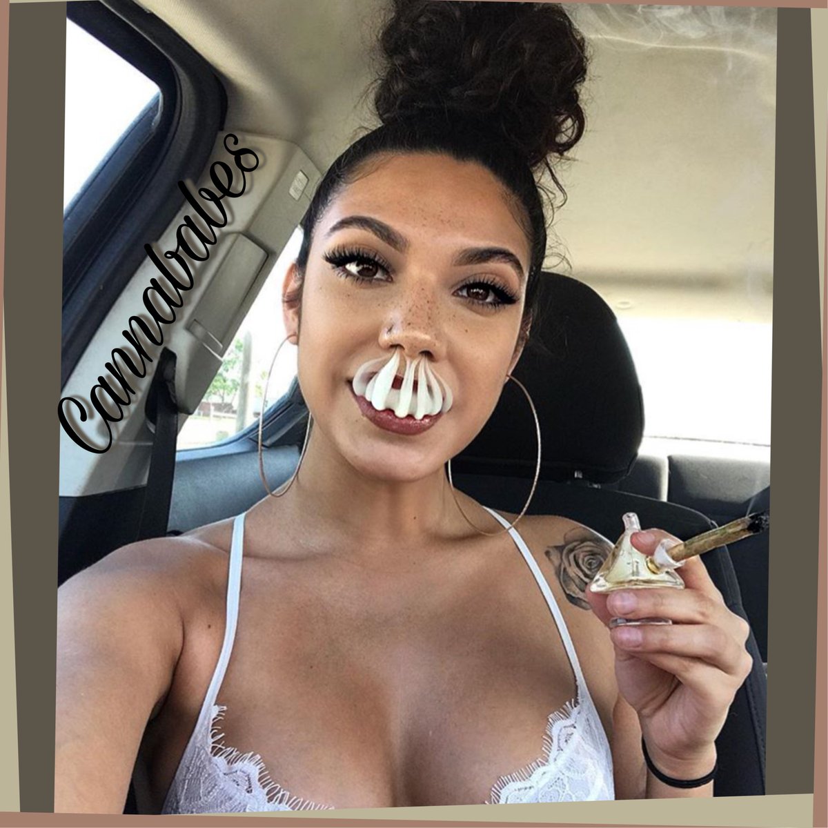 Cannababesapp's tweet photo. @cloud_9_baby with that gorgeous French inhale 😍🔥🔥🔥 
#shegotthatfire #shesmokes #cannabiscommunity #jointsfordays #smoketricks #cannababes #modelaf https://t.co/Hf93FcafDK