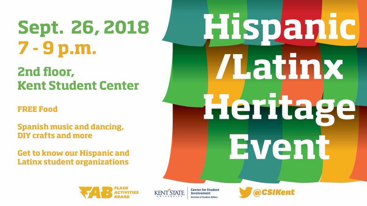 CSIKent's tweet photo. Don’t have anything to do on this rainy Wednesday night? Come to the second floor of @KentStudentCntr tonight for free dinner, great music &amp; meet great organizations such as @KSUSALSA , @APsi_KentState , @SMCKentState &amp; other special guests. We’ll see you all later. ¡Hasta luego! https://t.co/q0jqk4Yc5g