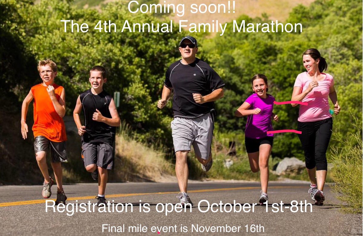 Registration for the 4th Annual SRE Family Marathon opens next week, October 1st-8th. Mark your calendars so you don’t miss joining this awesome marathon that takes place over 8 weeks with an awesome final mile event #oneweekonly #fitfamilies #familiesthatrun #health #runorwalk