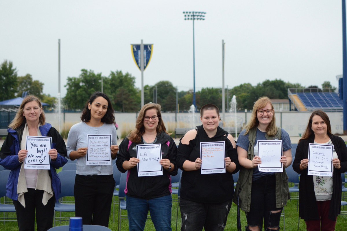 uakron's tweet photo. Today students walking through Coleman Common saw a 123 chair display that represented the 123 lives lost to suicide every day. They were encouraged to share why they stand up to suicide. We are proud of Zips for taking a stand and caring for each other. "#UASTANDSUP https://t.co/AO9JZywSJ3