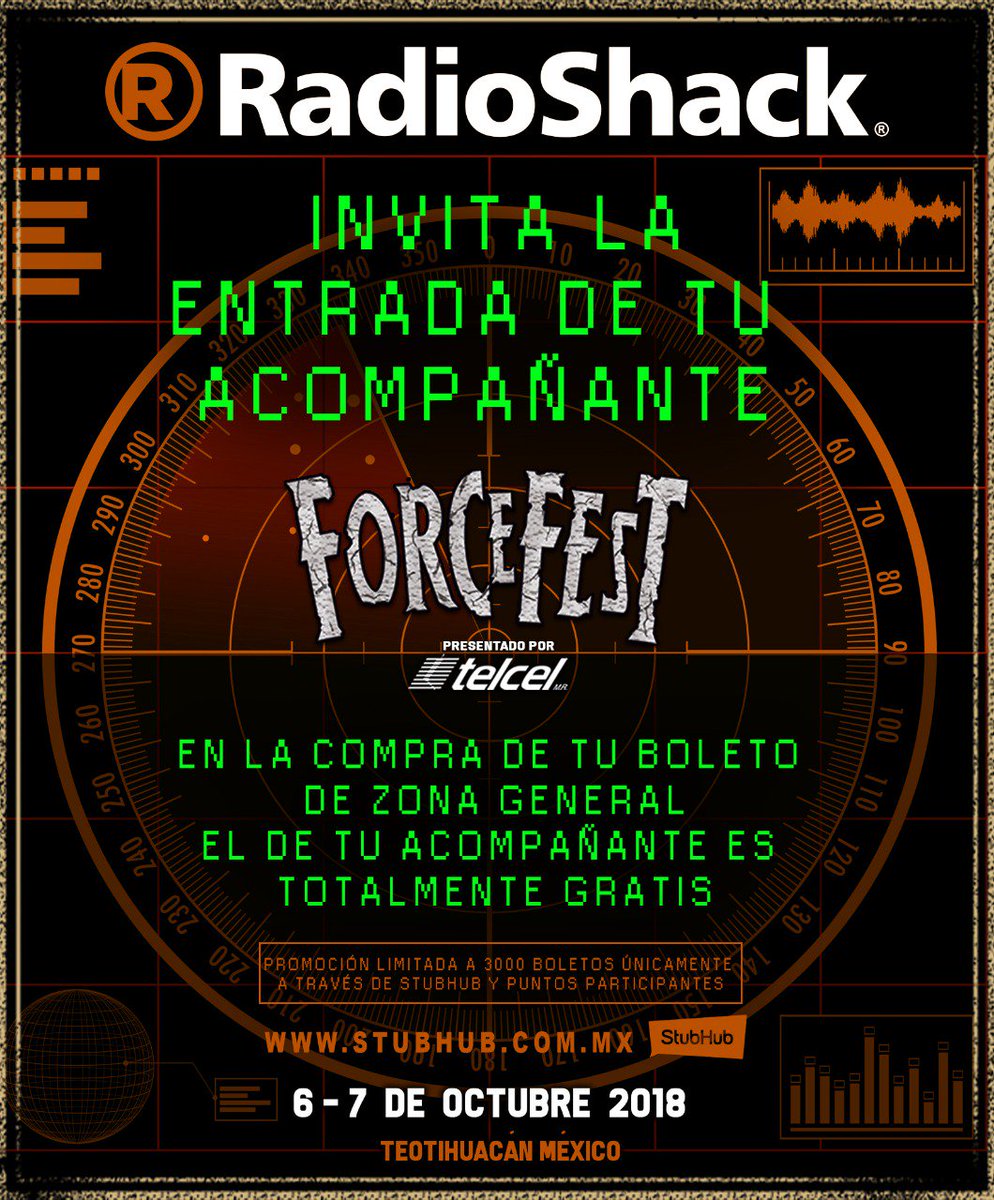 idarocksrevista's tweet photo. ¡Aprovecha esta ÚNICA oportunidad! Quedan únicamente 3,000 boletos generales para FORCE FEST y RadioShack invita a tu acompañante en la compra de tu boleto . ¿Te lo vas a perder?
Vive la #ExperienciaForce

@forcefestival  @LiveTalentMx  #ForceFest2018 https://t.co/gPMj4c6url