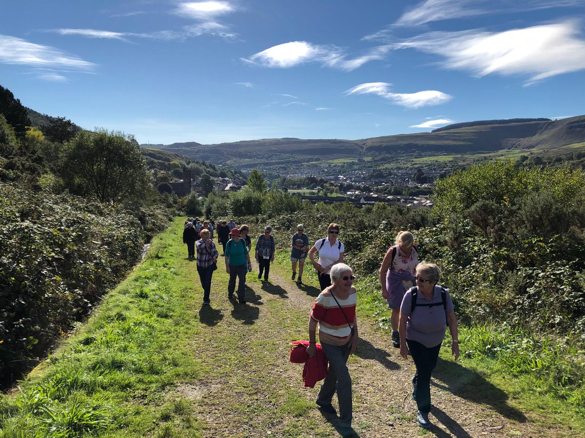 W_2_R_Woods's tweet photo. Another fab Social Strollers walk today up the Pentre W, fantastic views of Valley. Treorchy high street must have been very quiet this morning because most of the people were walking with us 😂. All back to High Street Social for coffee and soup. #VisitRhondda  @TGOMagazine https://t.co/Xgo9dh9I55