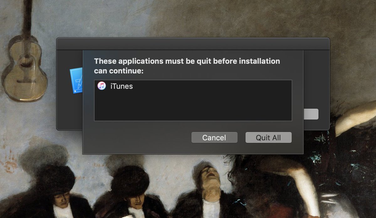 Xcode: "These applications must be quit before installation can continue: iTunes"