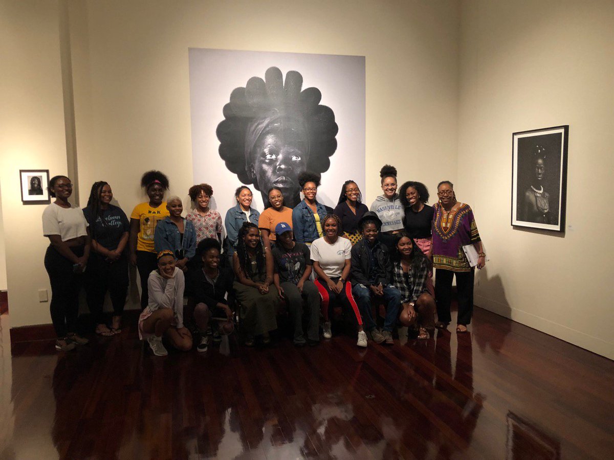 Dr. Kuumba and the CWS 400: Black Female Body in American Culture class talk with artist and visual activist, Zanele Muholi, at the Spelman College Museum of Fine Art. @MuholiZanele @KAbatsisMcHenry @spelmanmuseum