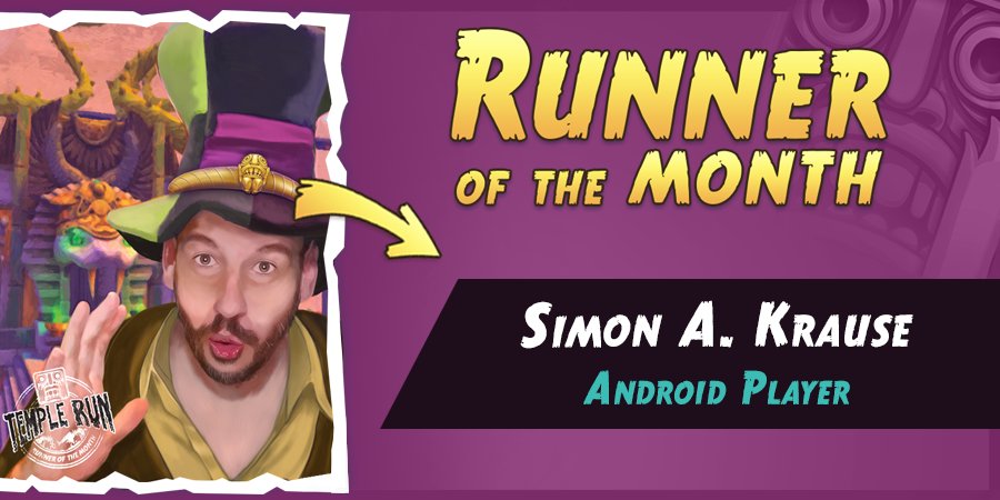 TempleRun's tweet photo. Simon Krause is September's Runner of the Month! He's from Germany and his favorite map is Blazing Sands. Get to know Simon, @Xelanomis, https://t.co/TE3qEQa3TU #RunneroftheMonth #TempleRun #TempleRun2 https://t.co/7gljV9GG7R