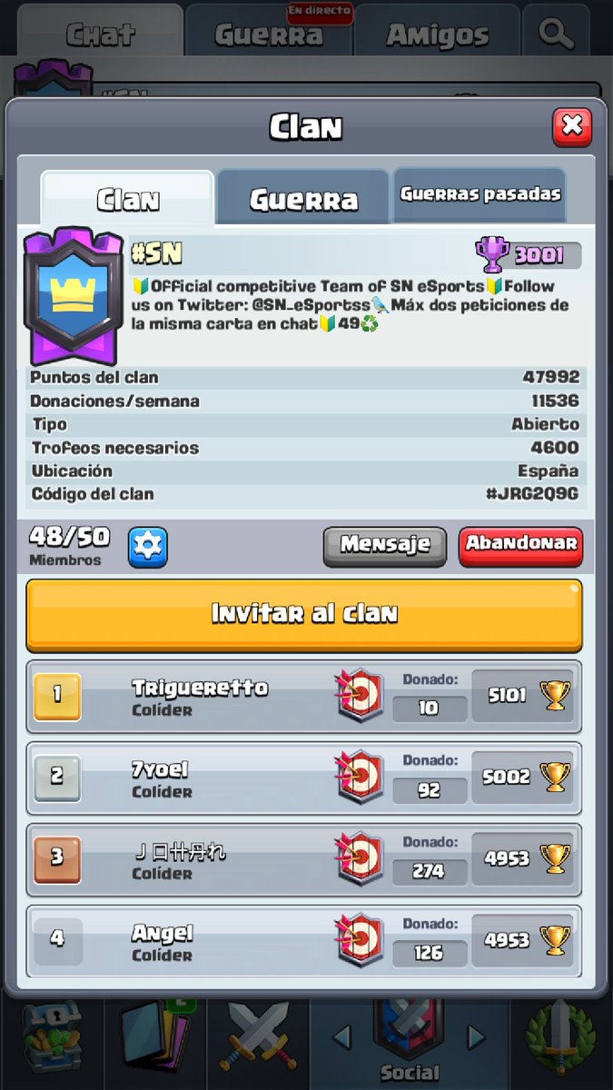 SN_eSportss's tweet photo. 🔰No nos olvidamos de nuestro clan de ladder guerreros🔰
#GoSN😈 https://t.co/G8kXfKkl3X