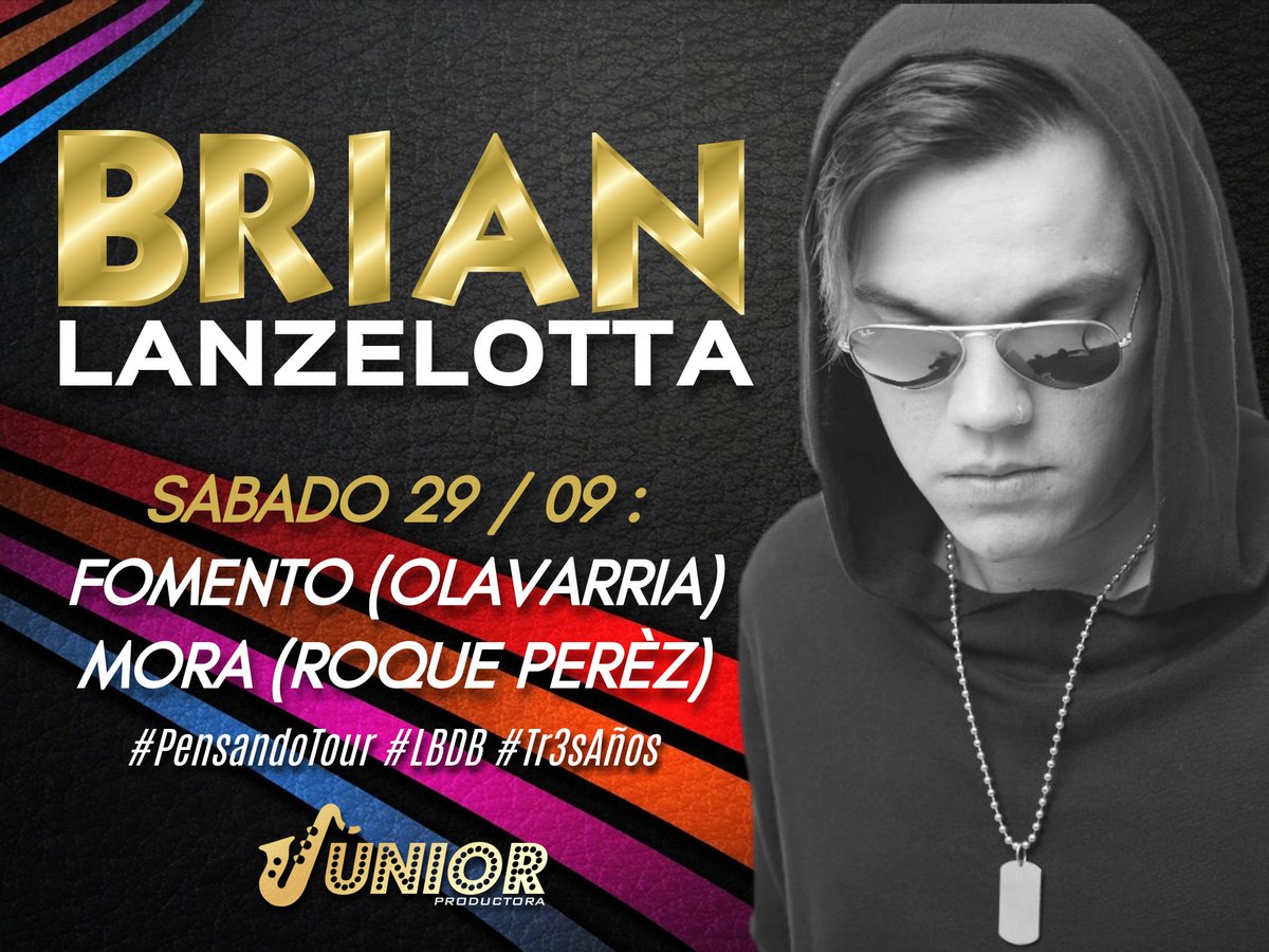 JuniorPrductora's tweet photo. @BLanzelottaOK este #Sabado cerrando el mes de #Septiembre en Olavarría y Roque Pérez 💣
#PensandoTour 🔥
#LBDB 🔥
#Tr3sAños 🔥
PRESENTA 🎷UNIOR PRODUCTORA https://t.co/IMb1s9x9kW