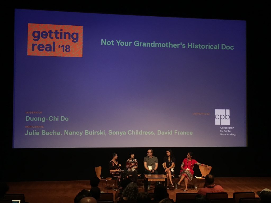 FullFrame's tweet image. #FullFrame founder @NancyBuirski talking about historical documentaries at #GettingReal18. #DocsGetReal