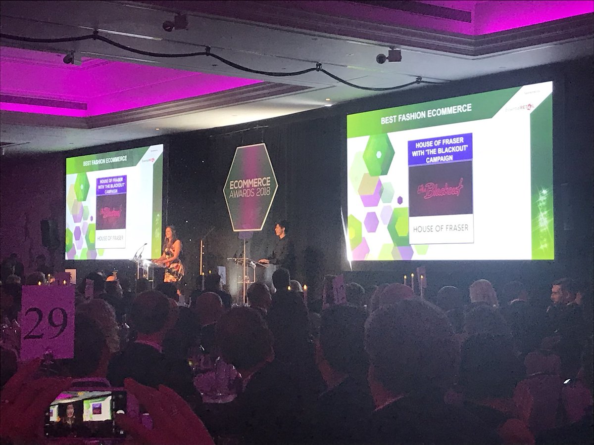EssRetail's tweet image. Congratulations to the best fashion ecommerce award winners @houseoffraser as presented by our very own @cl_baldwin @eCommAwardsLDN #EssentialRetail #FashionRetail