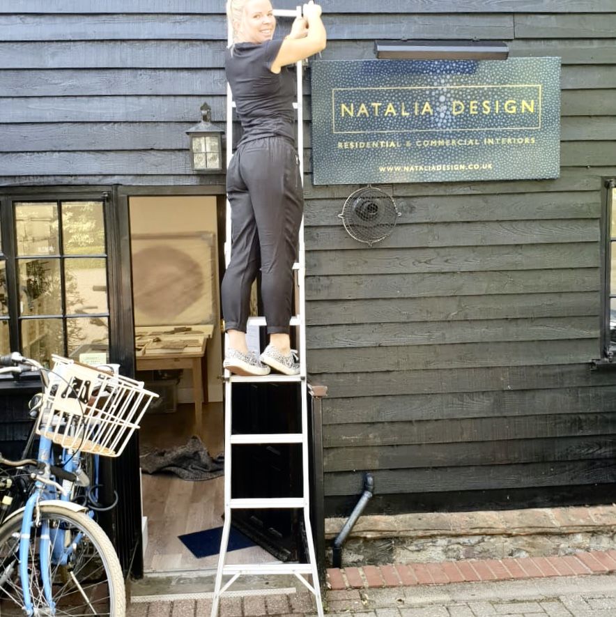 nataliadesignuk's tweet photo. Oh hello new sign for my studio! For anyone who thinks Interior Design is all glamour... believe me it's so far from glamorous I can assure you! Personally, I think half the fun of having a small business of your own is getting your hands dirty and being a jack of all trades. https://t.co/bcExMU5iIQ
