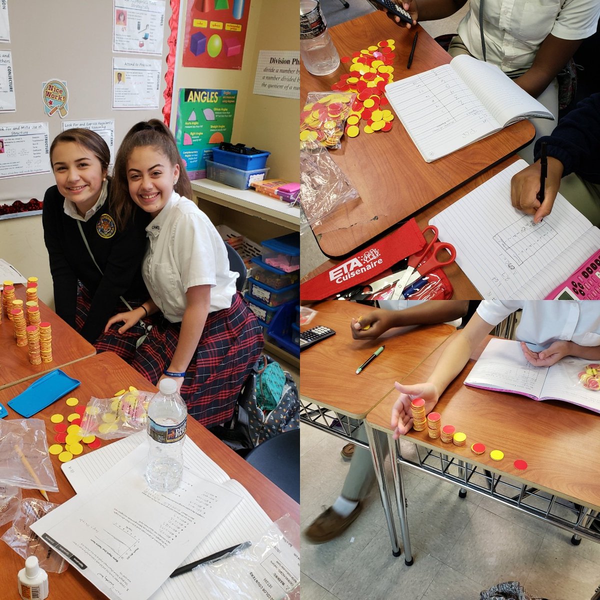 NumberStuffJohn's tweet photo. Used integer chips as "coins" to explore exponential functions in Algebra 1 . Ran out if chips and had to derive the function f(x)= 2^x-1 to see quickly the money grew! #DunbarDoesIt #NumberStuff #AMSTIworks https://t.co/iJpeQl6Ykh