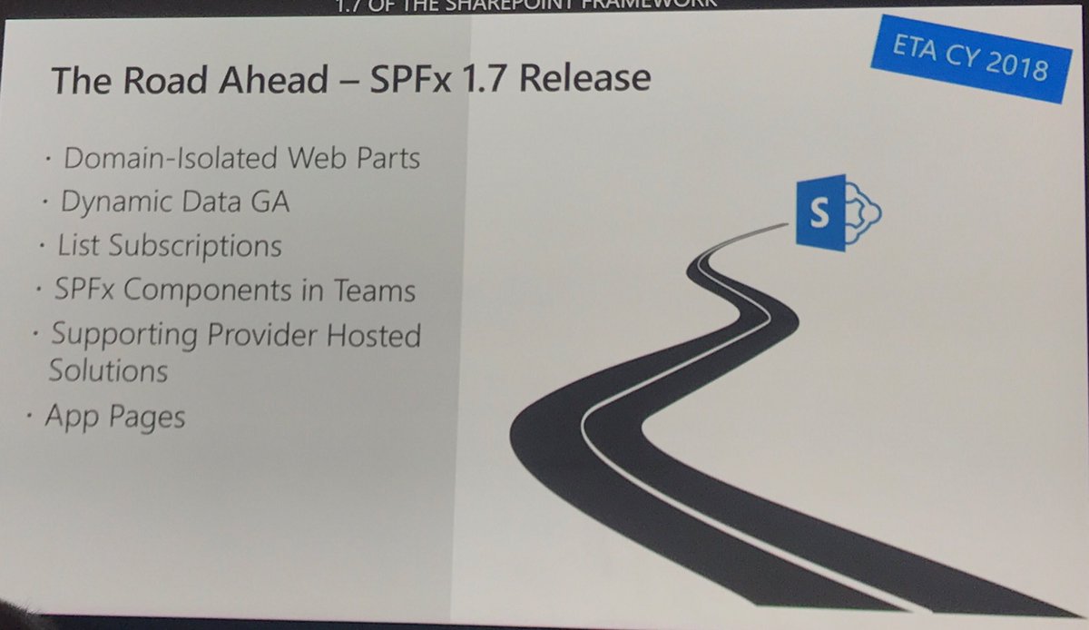 HammarAndreas's tweet photo. SPFx 1.7 har mycket spännande saker att bjuda på. Speciellt integrationen med Teams och provider hosted applications. Löser många knutar för att få engagerande och dynamiska digitala arbetsplatser. #cginext #SharePoint #MSIgnite #SPFx https://t.co/1bbMT88kbI