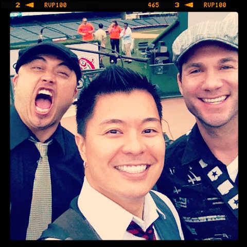 Adam's Attic having a BLAST playing a fundraiser at the Angel's Stadium.  :)