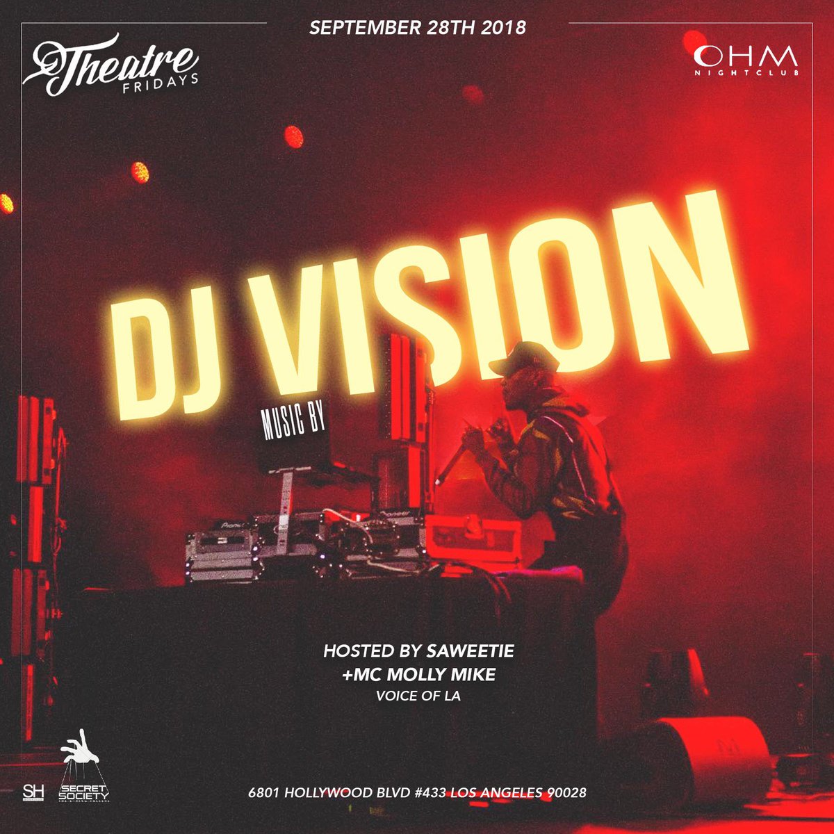 FRIDAYBelasco's tweet photo. FRIDAY 10pm #TheatreFridays (21+) inside @ohmnightclubla 6801 Hollywood Blvd 4th Floor  #FREE B4 11PM ON #DIAMONDLIST #WeOhmTheNight Music by @DJVISION_ https://t.co/uY1QgQVOlC
