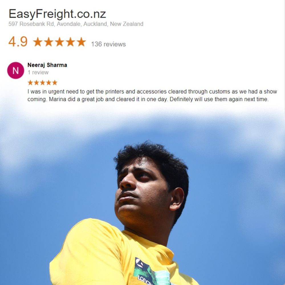 EasyFreightNZ's tweet photo. "I was in urgent need to get the printers and accessories cleared through customs as we had a show coming. Marina did a great job and cleared it in one day. Definitely will use them again next time." — Neeraj Sharma
#NZCustoms #NZBusiness #Business #NZSmallBusiness #SME #NZSME https://t.co/ZgW3DeIlRX
