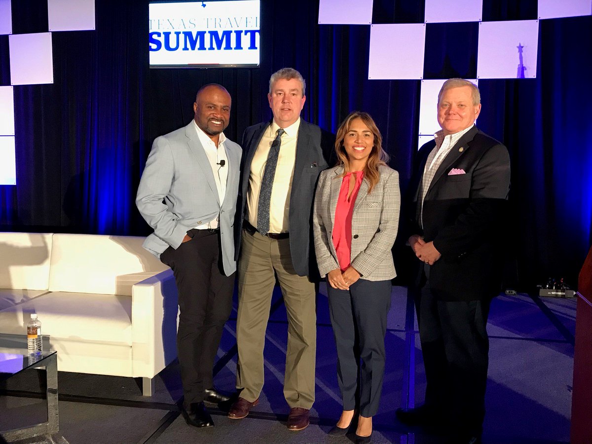 USTravel's tweet photo. .@USTravel’s Patricia Rojas-Ungár joined Ken Lawson of @VISITFLORIDA and Jack Johnson of @destintl to speak on a panel moderated by David Teel of @ttianews at #TXSummit18. https://t.co/URMQ5u3t8C