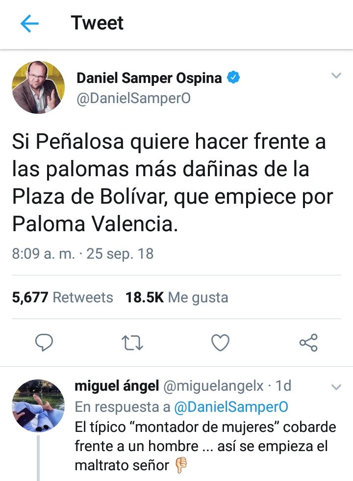 charoguerra's tweet photo. El "periodista" @DanielSamperO confunde humor con insultos. Muy grave, pues tiene antecedentes de maltrato (con términos vulgares) a mujeres que aparecieron en Revista Soho. Mi apoyo a @PalomaValenciaL, madre, senadora y mujer luchadora. Rechazamos cualquier agresión contra ella. https://t.co/qTevNQH8FN