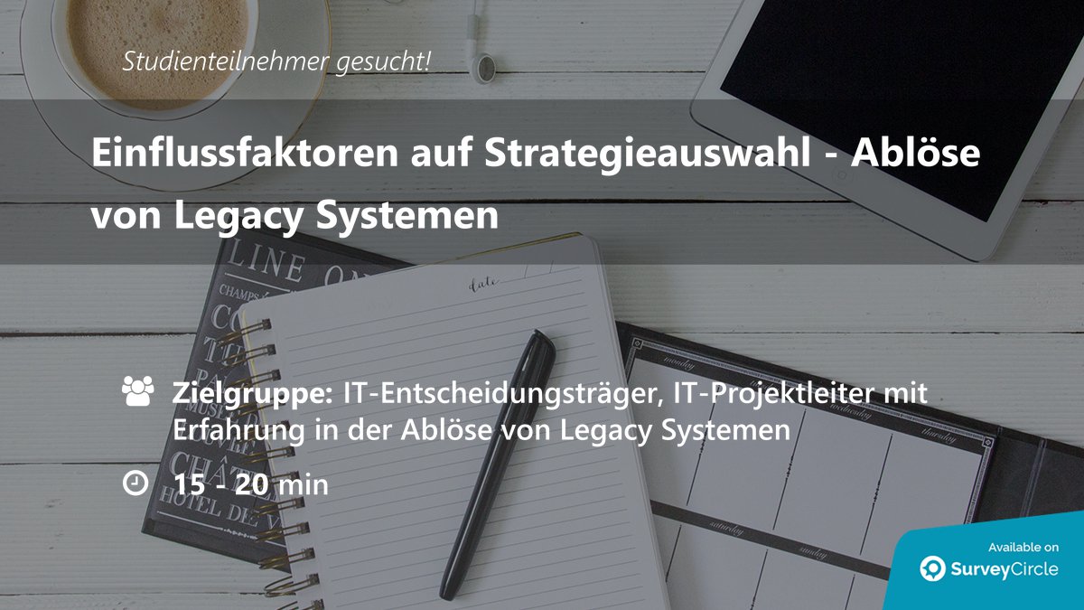 daily_research's tweet image. Teilnehmer gesucht für aktuelle Online-Umfrage:

&quot;Einflussfaktoren auf Strategieauswahl - Ablöse von Legacy Systemen&quot; surveycircle.com/surveys/#f1b30… via @SurveyCircle 

#LegacySystem #LegacySoftware #Altsoftware #Einflussfaktoren #Erfolgsfaktoren