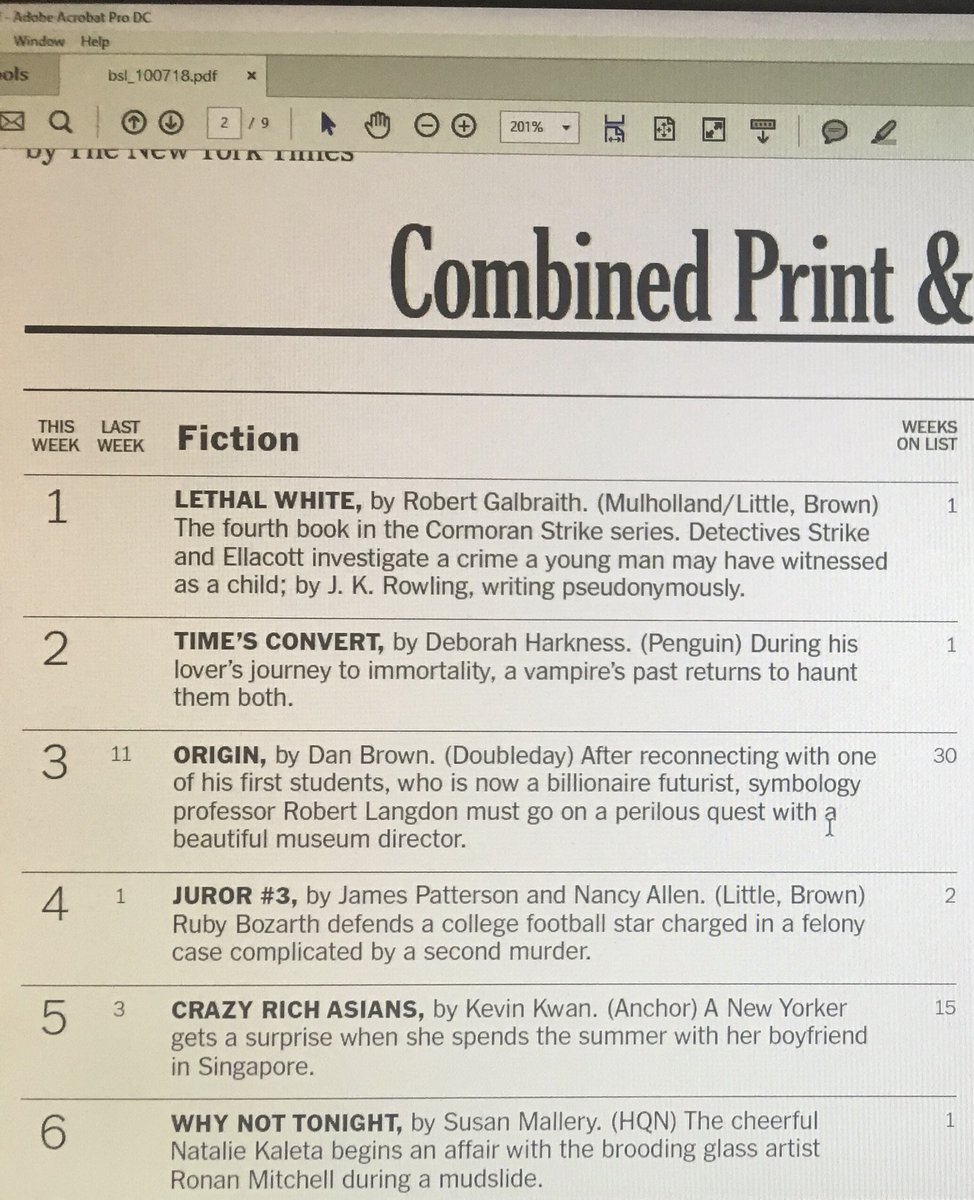 Proudest moment of my life. Sharing a list--any list--with <a href="/jk_rowling/">J.K. Rowling</a> (even a grocery list) would be a high point but this. This. Thanks to all the readers who still believe in magic and made TIME'S CONVERT a bestseller. Thanks to Ms Rowling who made generations of readers. 📚