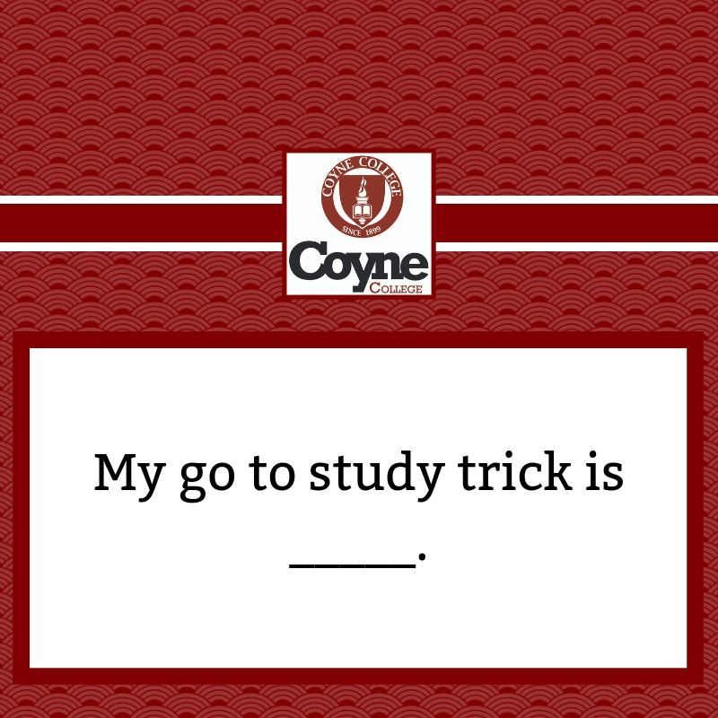 CoyneCollege's tweet image. Let us know your trick below! #Fillintheblank #CoyneCollege #StudyTricks #Studying