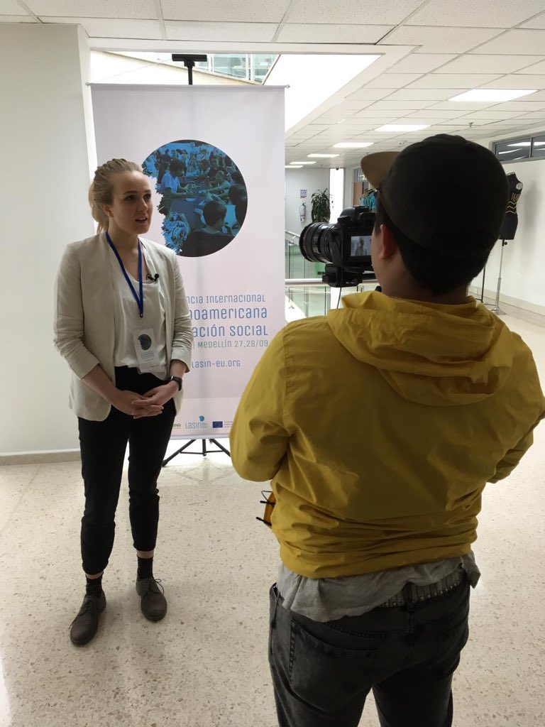 Rose in the spotlight being interviewed as part of the #LASINConference2018 #lasinproject #erasmusplus #socialinnovation @GCU_TEO