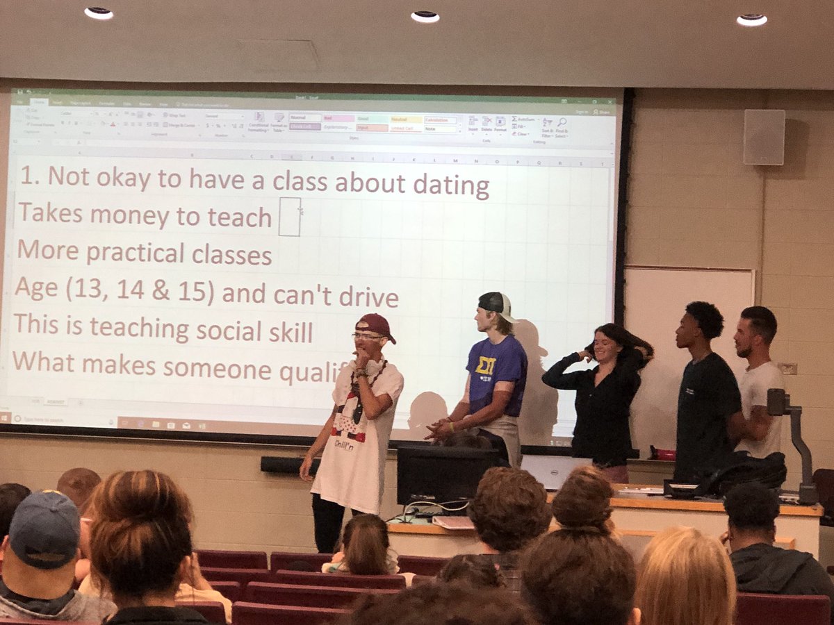 dralysalucas's tweet photo. Fun times debating whether or not dating should be taught in high school with Dr. Joe Packer! #com100 https://t.co/dr0b0fWEfF