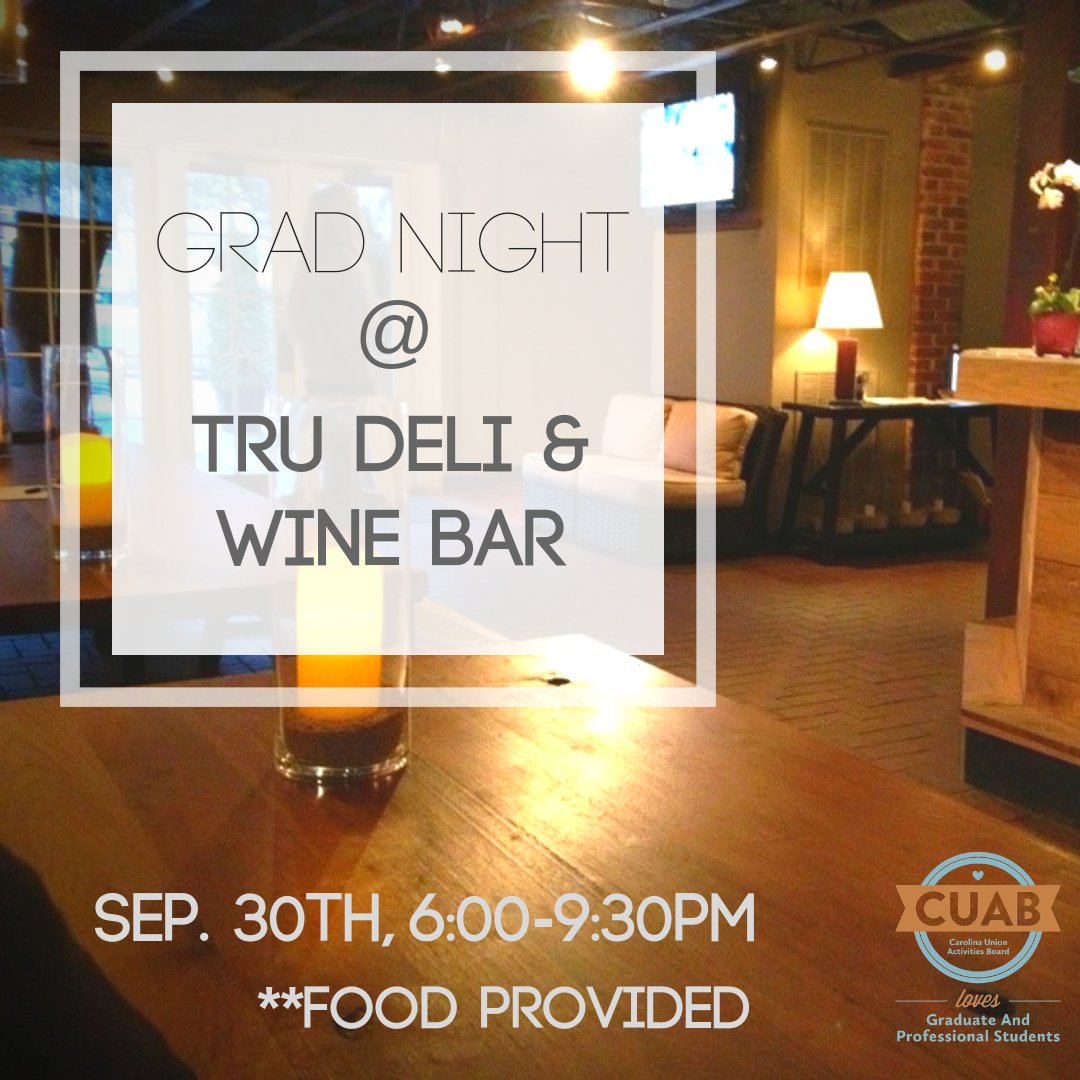 CUAB's tweet image. Grad &amp;amp; prof students, any big plans this Sunday night? If not, come out to TRU for free food on CUAB from 6 - 9:30! Mingle and to know your fellow students 😊