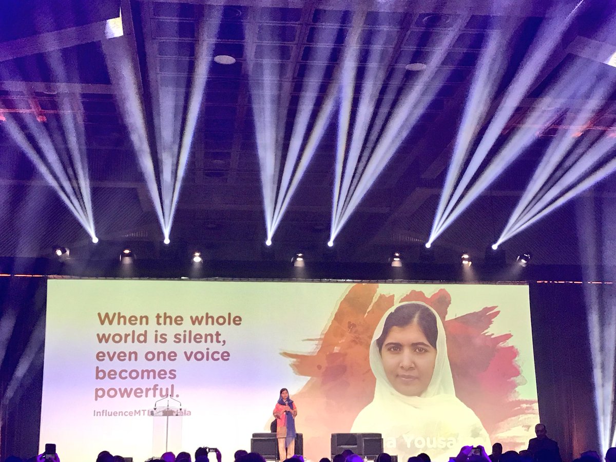 iamlfb's tweet photo. 21-year old @NobelPrize for Peace &amp; #education rights activist @Malala addresses a diverse crowd in #Montréal. An inspiring moment for the youth of our city. 

Nothing should ever be taken for granted.

The responsibility is ours to stand/speak up. ✊🏼

#IamMalala #ImInMTL https://t.co/GefPNRvG4f