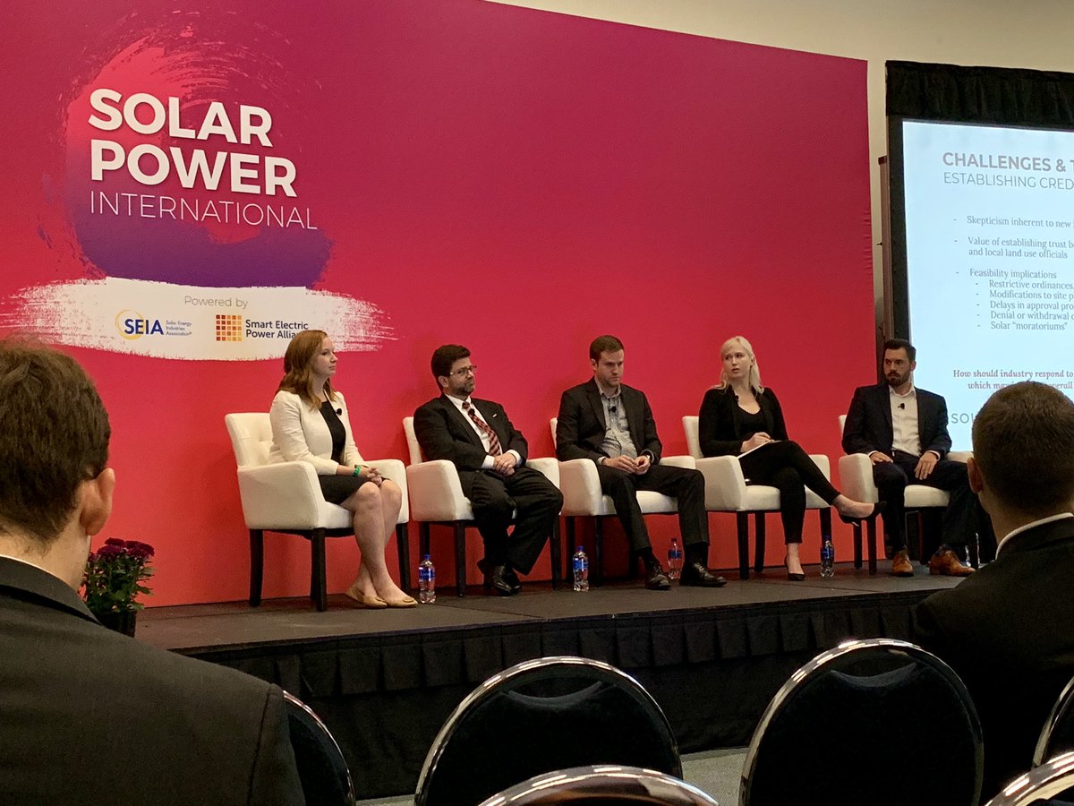 SolarChesapeake's tweet photo. The Solar Research Institute’s Dir. of Public Engagement Kaitlin Savage discusses challenges and trends in developing #utilityscalesolar projects at #SPIcon with @SEIA @NCCleanTech @NREL @GeronimoEnergy https://t.co/jaHKwUCEUu