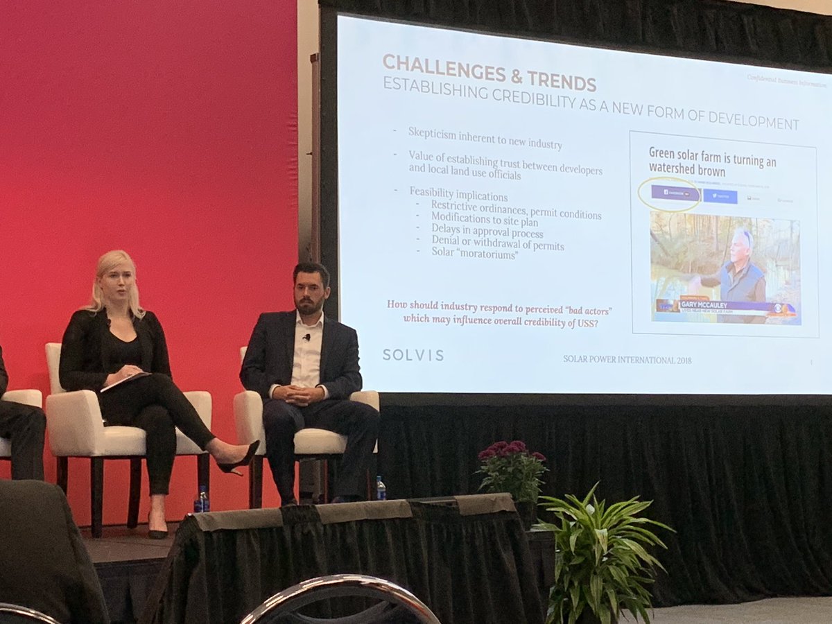 SolarChesapeake's tweet photo. The Solar Research Institute’s Dir. of Public Engagement Kaitlin Savage discusses challenges and trends in developing #utilityscalesolar projects at #SPIcon with @SEIA @NCCleanTech @NREL @GeronimoEnergy https://t.co/jaHKwUCEUu
