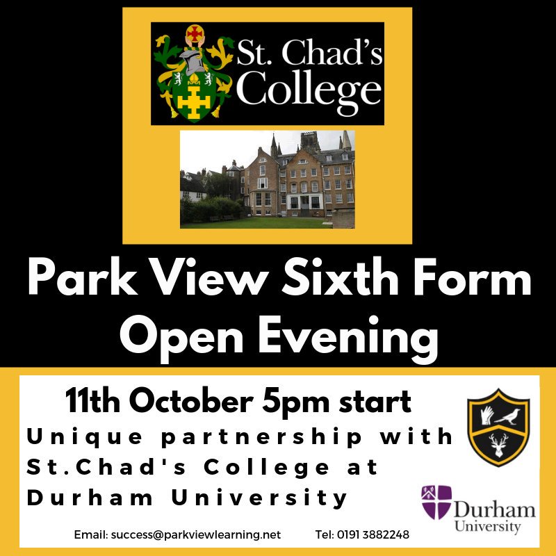 ParkViewCLS's tweet photo. Looking for an academic Sixth Form to pursue your studies after Y11? We have great application success on competitive courses like Medicine, Dentistry and Law as well as at Oxbridge and highly sought after universities. Our @StChadsDurham partnership is superb and very unique! https://t.co/ks5Qr2hrRe