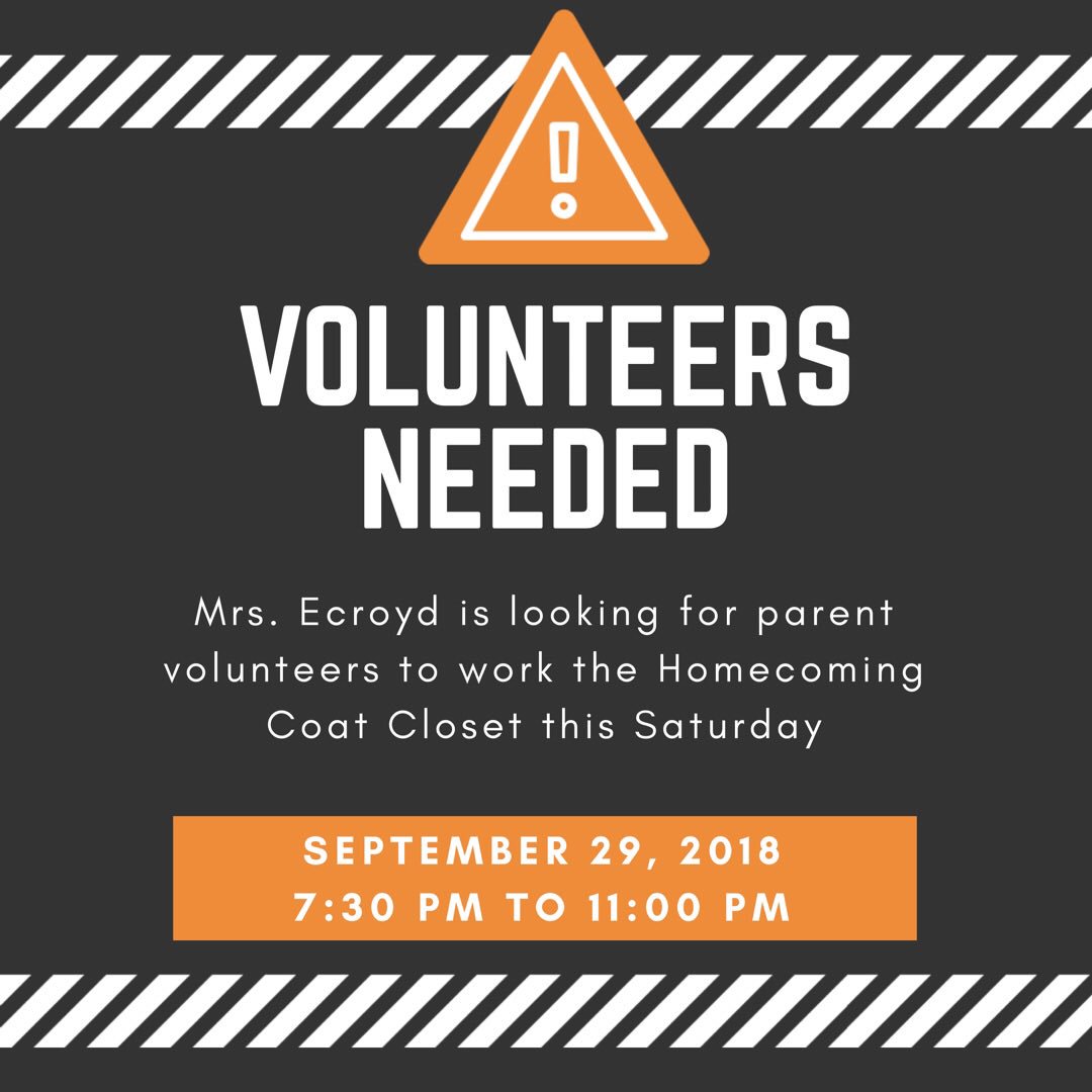 monacanhpt's tweet photo. ATTENTION PARENTS: Volunteers are needed for the Homecoming coat closet THIS SATURDAY!! Sign-up here: https://t.co/KXbRSXcYL0 https://t.co/dr9Om9VULh