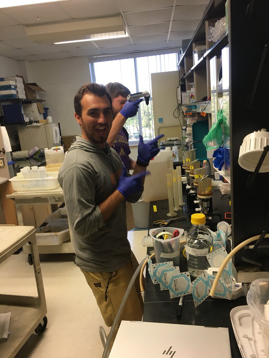 Kjojess's tweet photo. All hands on deck in the Noble lab @UNCims !
Weโre measuring potentially pathogenic #bacteria in the Neuse River Estuary. This is the first batch of #modmon samples after #HurricaneFlorence2018. https://t.co/RuO8mlZKK9