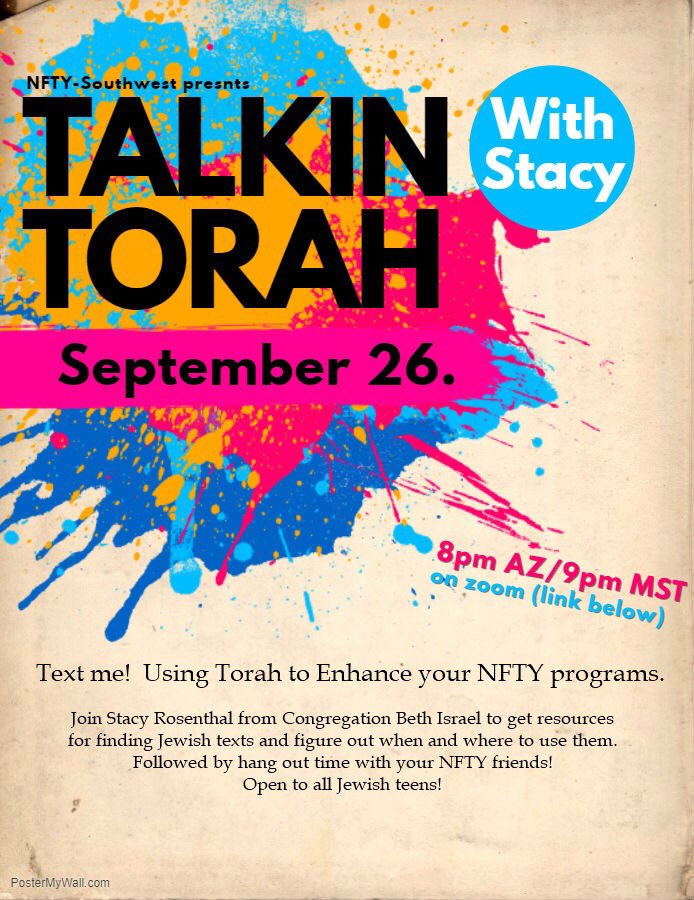 Wanna learn more about connecting Judaism to your programs? Join us for Talkin Torah tonight!