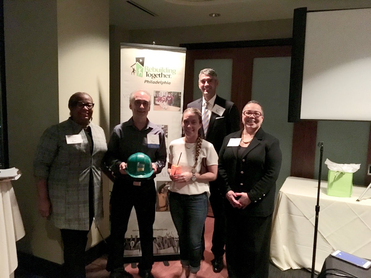RTPhiladelphia's tweet photo. We salute you, Ron Rotondaro, #RTP30 Volunteer of the Year! 9 rebuilds (next month makes 10!). An incredible contribution and tremendous impact in our communities. So glad daughter Nicole and @BNYMellon colleagues (Sigrid Lunby, Lee Wooley, Yolanda Arnold) could be there! #RTP30 https://t.co/6Hy3SG9yNx
