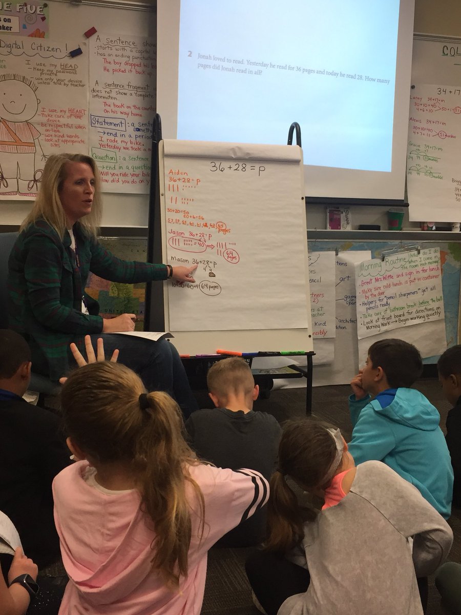 mtaylor422's tweet photo. Bridges Math Forum today in 3rd grade. The teacher specifically chooses students to share strategies and records them. The students discuss the connections they see among the strategies. #cvpyp #cbcsd #AchieveMore #mathforum https://t.co/DqAI8KFxmJ