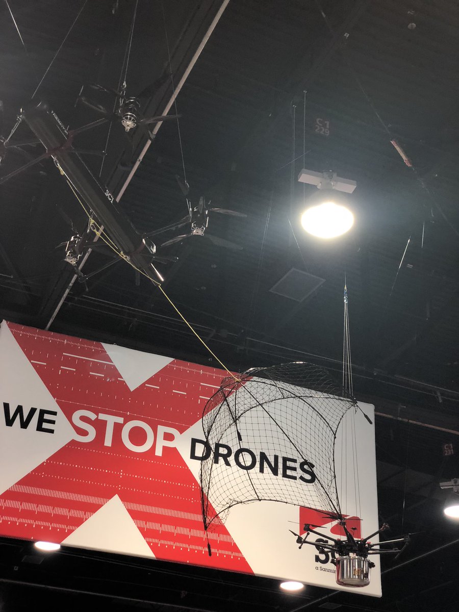 I am at #GSX2018, security using drone anyone? Fire spider web to catch the flying intruders!  #igsofamerica #ozinvegas