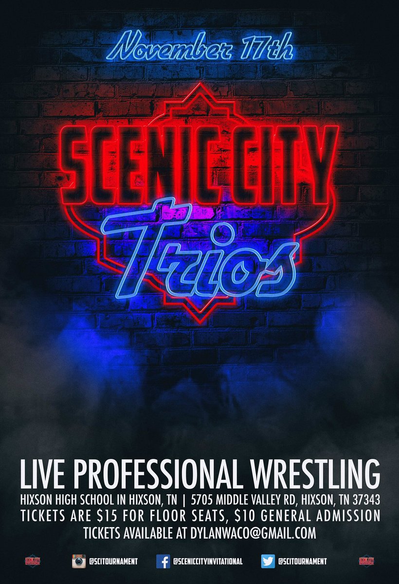 SCITournament's tweet photo. The 2nd annual Scenic City Trios Tournament is November 17 at Hixson High School! 

Floor seats are $15, GA seating just $10. Contact @DylanWaco to get your tickets today! https://t.co/pUhCRujVUX