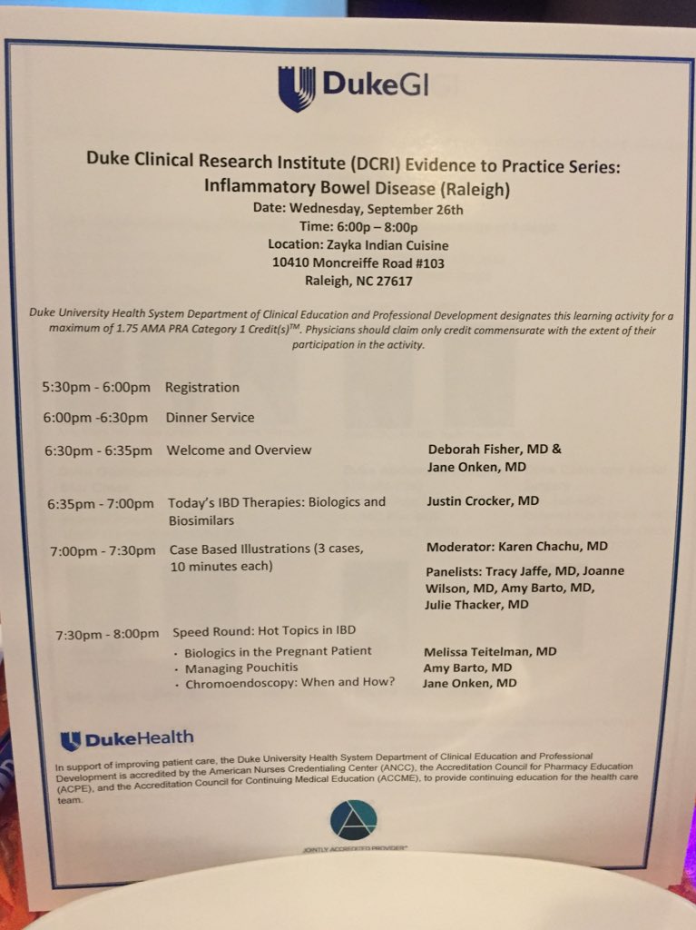 Duke_GI_'s tweet photo. Presenters and panelists ready Duke GI: #IBD Evidence to Practice Series #biologics #biosimilars #pouchitis #chromoendoscopy #casebasedlearning https://t.co/RaWeZokPEU