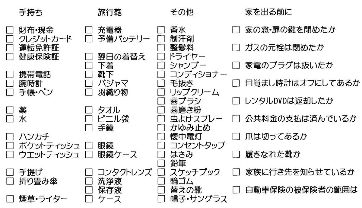 女の子がお泊り 旅行で忘れがちなものを一覧にまとめたらすごい量になった めっちゃ役立つ まず四次元ポケットが必要 Togetter