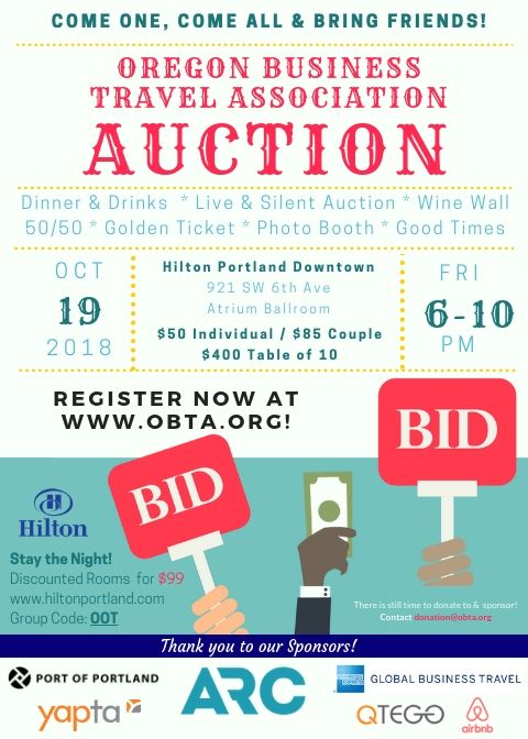 OregonBTA's tweet photo. OBTA is hosting its annual auction on October 19, 6-9 p.m., at the Hilton Portland Downtown! Join us for a fun night with silent and live auctions, a wine wall and more! All proceeds go towards supporting OBTA's educational programming. Register now at https://t.co/ZlZIrKP9hD! https://t.co/gQUklUAEAp