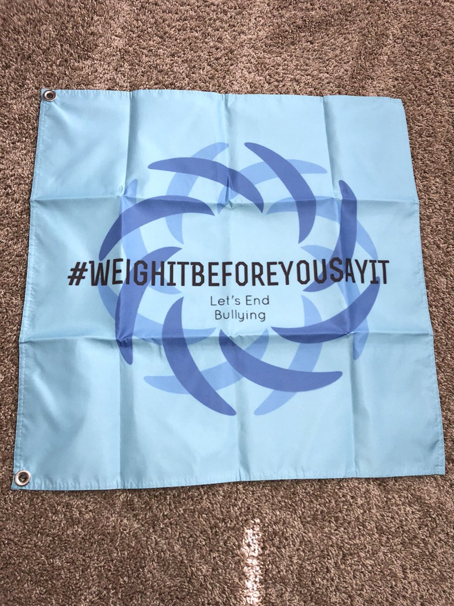 MacHaarlow's tweet photo. THE #WeighIt flags are in!! So excited to be having Snohomish County raising a flag on 10/1 💙 #WeighItBeforeYouSayIt #NationalBullyingPreventionMonth https://t.co/zoT0bVQlZp