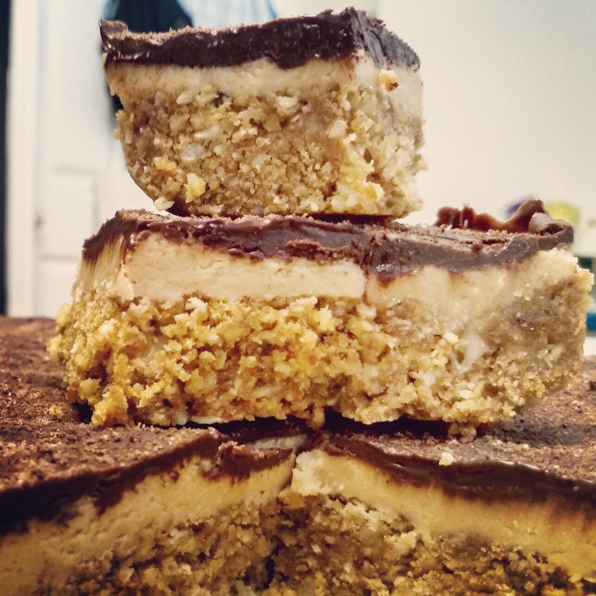 bakecanadian's tweet image. Nothing sez 'bake sale season' like a stack of peanut butter Nanaimo bars. Thanks annaolson.ca  #GCBS #cbcbakingshow #greatcanadianbakingshow #barsnsquares